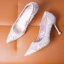 Elegant Champagne Lace Wedding Shoes 2020 8 cm Stiletto Heels Pointed Toe Wedding Pumps