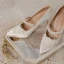 Élégant Ivoire Satin Chaussure De Mariée 2020 Brodé Perle 7 cm Talons Aiguilles À Bout Pointu Mariage Escarpins