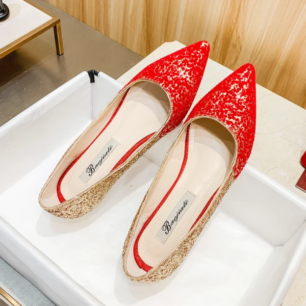 Sparkly Gold Red Sequins Wedding Shoes 2020 Rhinestone 9 cm Stiletto Heels Pointed Toe Wedding Pumps
