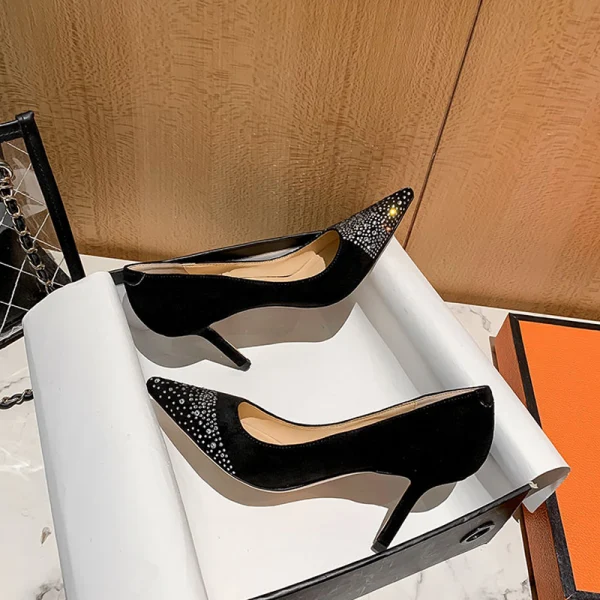 Chic / Belle Noire Soirée Escarpins 2020 Faux Diamant 8 cm Talons Aiguilles À Bout Pointu Escarpins