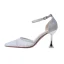 Sexy Champagne Evening Party Womens Sandals 2020 Ankle Strap Sequins 8 cm Stiletto Heels Pointed Toe Sandals