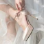 Schöne Champagner Brautschuhe 2020 Knöchelriemen 11 cm Stilettos Spitzschuh Hochzeit Sandaletten