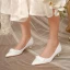 Elegant Ivory Bow Wedding Shoes 2020 3 cm Stiletto Heels Low Heel Pointed Toe Wedding Pumps