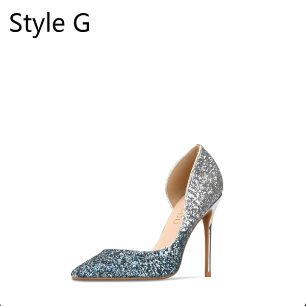 Scintillantes Argenté Soirée Paillettes Chaussures Femmes 2020 10 cm Talons Aiguilles À Bout Pointu Talons