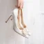 Élégant Ivoire Cuir Perle Chaussure De Mariée 2020 10 cm Talons Aiguilles À Bout Pointu Mariage Escarpins