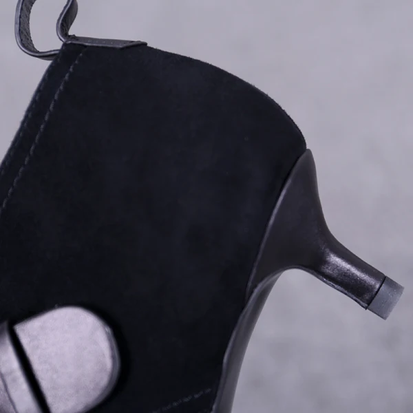 Simple Noire Désinvolte Bottines Bottes Femme 2020 Cuir 3 cm Talons Aiguilles Talon Bas À Bout Pointu Bottes