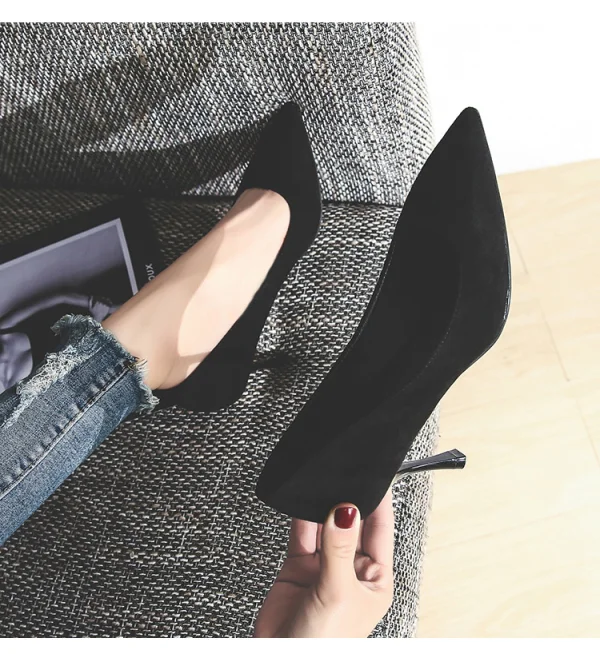 Chic / Beautiful Burgundy Office OL Suede Pumps 2020 Leather 7 cm Stiletto Heels Pointed Toe Pumps