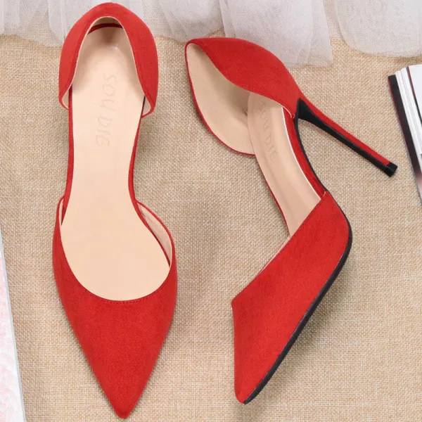 Elegant Black Suede Evening Party Womens Shoes 2020 10 cm Stiletto Heels Pointed Toe High Heels