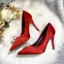Chic / Beautiful Satin Red Pearl Wedding Shoes 2020 Leather 9 cm Stiletto Heels Pointed Toe Wedding Pumps