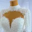 High-end Luxury / Gorgeous Ivory Handmade  Beading Pearl Sequins Wedding Dresses 2021 Trumpet / Mermaid High Neck Long Sleeve Court Train Wedding