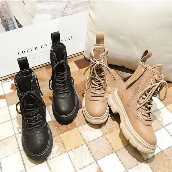 Fashion Chic / Beautiful Winter Tan Street Wear Leather Womens Boots 2020 Ankle Round Toe Boots
