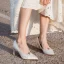 Classy Ivory Satin Rhinestone Wedding Shoes 2020 9 cm Stiletto Heels Pointed Toe Wedding Pumps