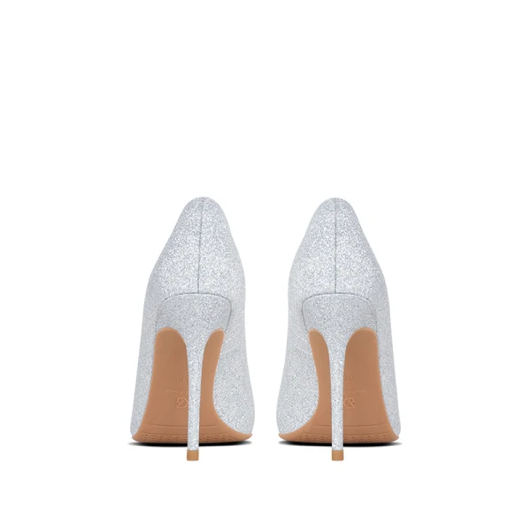 Scintillantes Argenté Faux Diamant Chaussure De Mariée 2020 Glitter Paillettes 10 cm Talons Aiguilles À Bout Pointu Mariage Escarpins