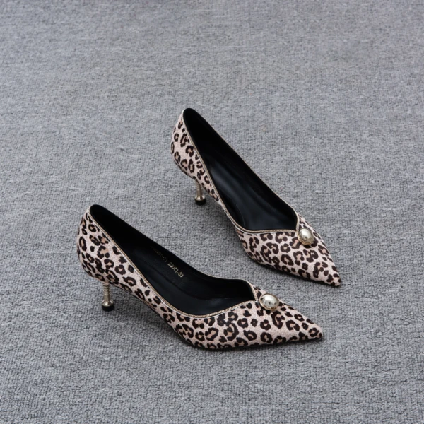 Sexy Soirée Imprimé Léopard Escarpins 2020 Cuir 5 cm Talons Aiguilles À Bout Pointu Escarpins
