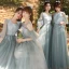Modest / Simple Sage Green Embroidered Bridesmaid Dresses 2021 A-Line / Princess V-Neck 3/4 Sleeve Backless Floor-Length / Long Bridesmaid Wedding Party Dresses