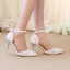 Charmant Ivoire Perle Chaussure De Mariée 2020 Bride Cheville 8 cm Talons Aiguilles À Bout Pointu Mariage Talons