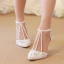 Sexy Ivory Wedding Shoes 2020 Wedding Pearl T-Strap 8 cm Stiletto Heels Pointed Toe Heels