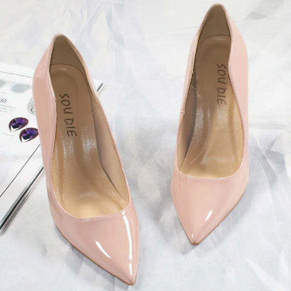 Mooie / Prachtige Nude Straatkleding Pumps 2020 Lakleer 10 cm Naaldhakken / Stiletto Spitse Neus Pumps