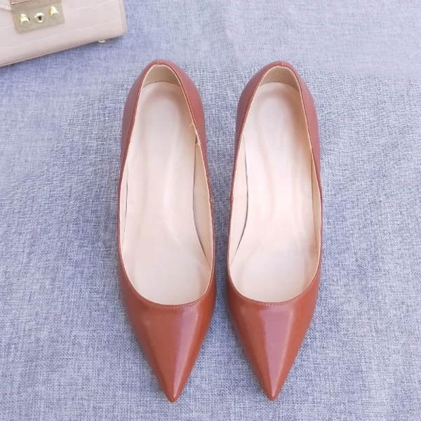 Modest / Simple Office Brown Pumps 2020 10 cm Stiletto Heels Pointed Toe Pumps