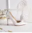 Chic Ivoire Perle Chaussure De Mariée 2020 Cuir 10 cm Talons Aiguilles À Bout Pointu Mariage Escarpins