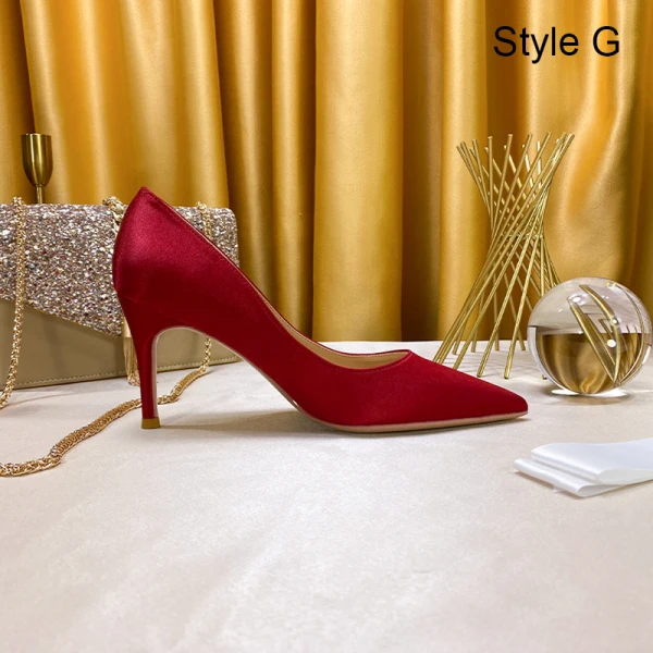 Chic / Beautiful Ivory Satin Wedding Shoes 2020 Pearl 8 cm Stiletto Heels Pointed Toe Wedding Pumps