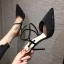 Sexy Black Evening Party Rhinestone Slingbacks Womens Sandals 2020 8 cm Stiletto Heels Pointed Toe Sandals