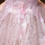Vintage / Originale Rougissant Rose Perle Paillettes En Dentelle Fleur Robe De Bal Robe Boule 2021 V-Cou Gonflée Manches Courtes Dos Nu Longue Promo Robe De Ceremonie
