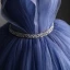 Elegant Ocean Blue Prom Dresses 2021 Ball Gown Scoop Neck Beading Sequins Sash Sleeveless Backless Floor-Length / Long Prom Formal Dresses
