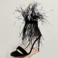 Sexy Noire Cocktail Sandales Femme 2021 Bride Cheville Plumes Cuir 9 cm Talons Aiguilles Peep Toes / Bout Ouvert Sandales
