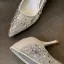 Sparkly Charming White Lace Rhinestone Wedding Shoes 2021 Tulle 7 cm Stiletto Heels Pointed Toe Wedding Pumps