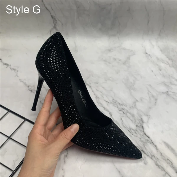 Scintillantes Argenté Soirée Faux Diamant Escarpins 2021 9 cm Talons Aiguilles À Bout Pointu Escarpins