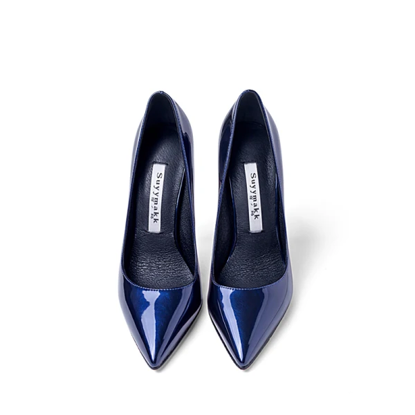 Chic / Beautiful Ocean Blue Office OL Patent Leather Pumps 2021 11 cm Stiletto Heels High Heels Pointed Toe Pumps