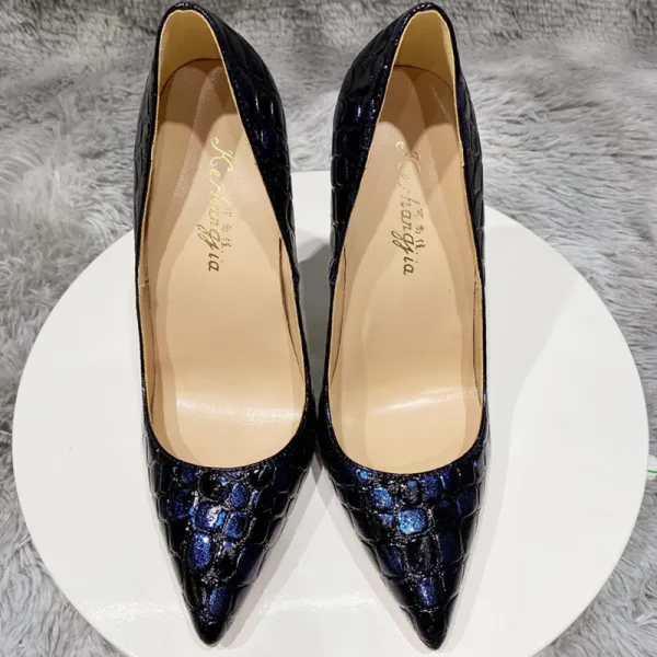 Vintage / Retro Navy Blue Hall Pumps 2021 12 cm Stiletto Heels High Heels Pointed Toe Pumps