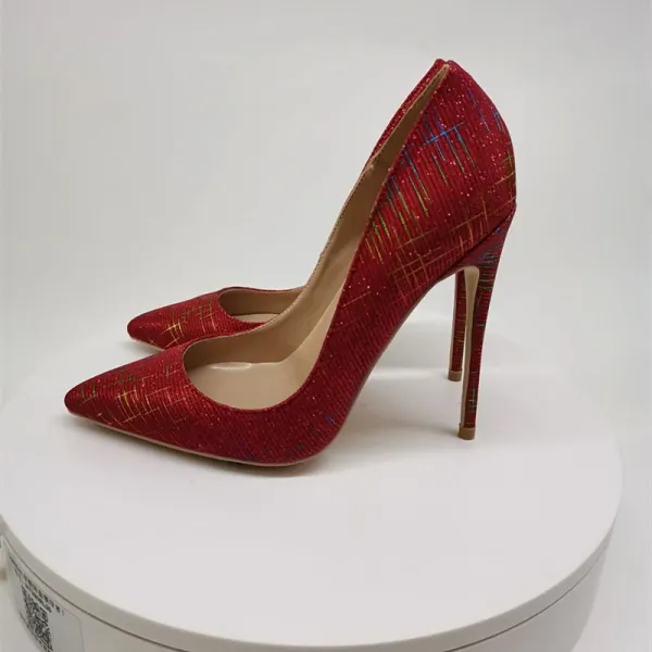 Chic / Beautiful Burgundy Prom Pumps 2021 12 cm Stiletto Heels High Heels Pointed Toe Pumps