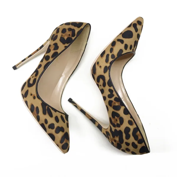 Mode Bruin Avond Luipaard Print Suede Pumps 2021 12 cm Naaldhakken / Stiletto Spitse Neus Hoge Hakken