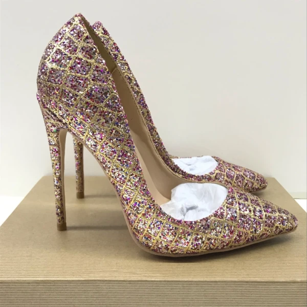 Sparkly Sjarmerende Multi-Farger Aften Paljetter Pumps 2021 12 cm Stiletthæler Spisse Høyhælte