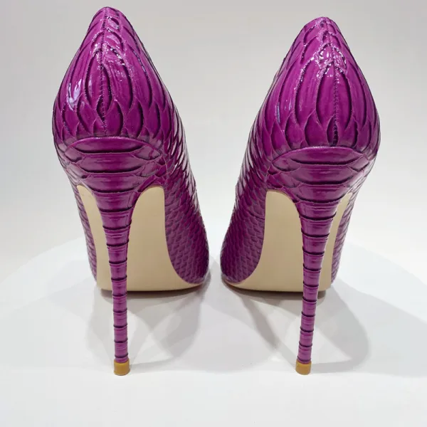 Chic / Beautiful Grape Rave Club Snakeskin Print Pumps 2021 12 cm Stiletto Heels Pointed Toe High Heels