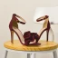 Sexy Burgundy Evening Party Suede Womens Sandals 2021 Leather Ankle Strap 10 cm Stiletto Heels High Heels Open / Peep Toe Sandals