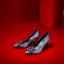 Elegant Sky Blue Cocktail Party Rhinestone Pumps 2021 Leather 8 cm Stiletto Heels Pointed Toe High Heels