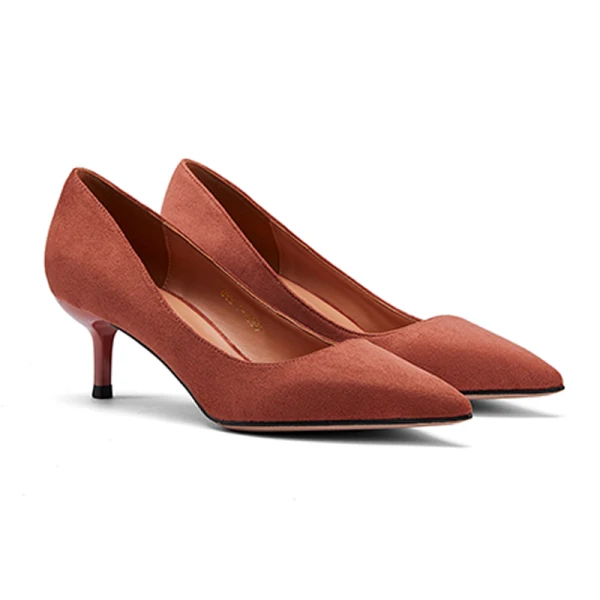 Modest / Simple Burgundy Office OL Suede Pumps 2021 5 cm Stiletto Heels Pointed Toe High Heels