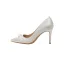 Elegant Ivory Satin Pearl Wedding Shoes 2021 8 cm Stiletto Heels Pointed Toe Wedding Pumps High Heels