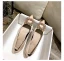 Elegant Champagne Satin Rhinestone Flat Pointed Toe Wedding Shoes 2021