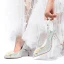 Charmig Glittrande Silver Rhinestone Pärla Brudskor 2021 Rosett Läder 10 cm Stilettklackar Spetsiga Bröllop Högklackade Pumps