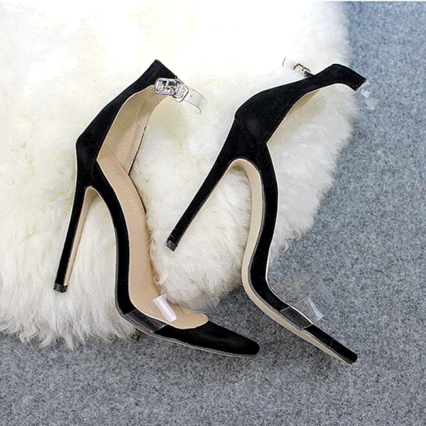 Sexy Noire Soirée Sandales Femme 2021 Bride Cheville 11 cm Talons Aiguilles Talons Hauts Peep Toes / Bout Ouvert Sandales