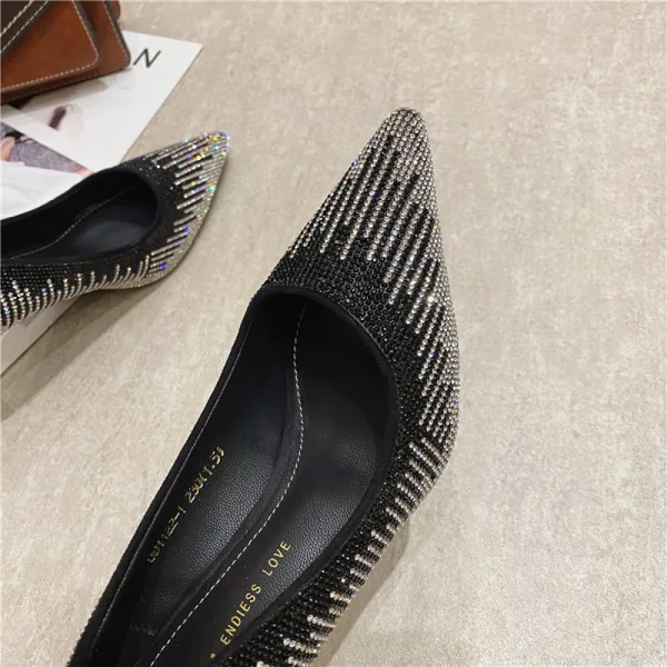 Sparkly Gold Rhinestone Evening Party Pumps 2021 7 cm Stiletto Heels High Heels Pointed Toe Pumps