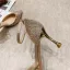 Charmant Gold Abend Strass Sandalen Damen 2021 Knöchelriemen 7 cm Stilettos Spitzschuh Hochhackige