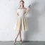 Modest / Simple Black Graduation Dresses 2018 A-Line / Princess Off-The-Shoulder Short Sleeve Backless Knee-Length Formal Dresses