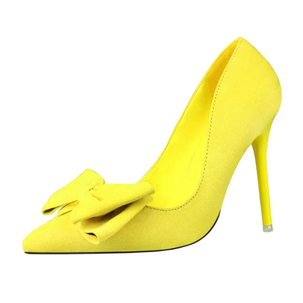 Affordable Red Outdoor / Garden Suede Pumps 2021 11 cm Stiletto Heels High Heels Pointed Toe Pumps
