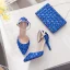Charming Royal Blue Evening Party Womens Shoes 2018 Crystal Rhinestone Ankle Strap 8 cm Stiletto Heels Pointed Toe High Heels