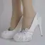 Chic / Beautiful White Wedding Shoes 2018 Lace Pearl Rhinestone 11 cm Stiletto Heels Round Toe Wedding Pumps